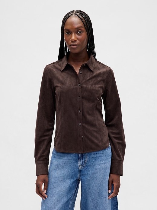 veganes wildleder-hemd