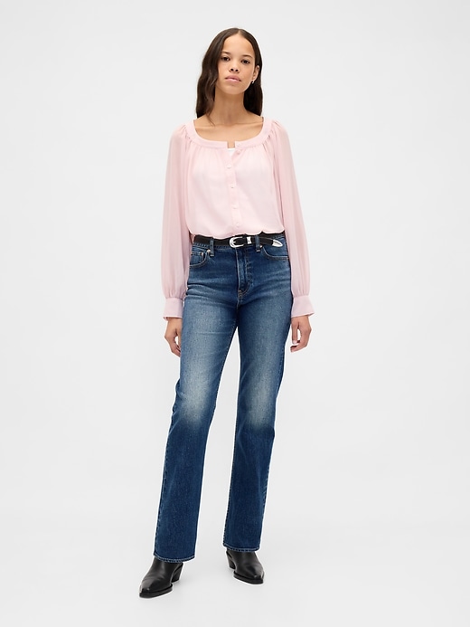 transparente bluse mit knopfleiste