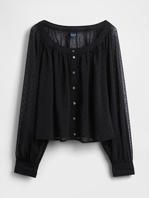 transparente bluse mit knopfleiste