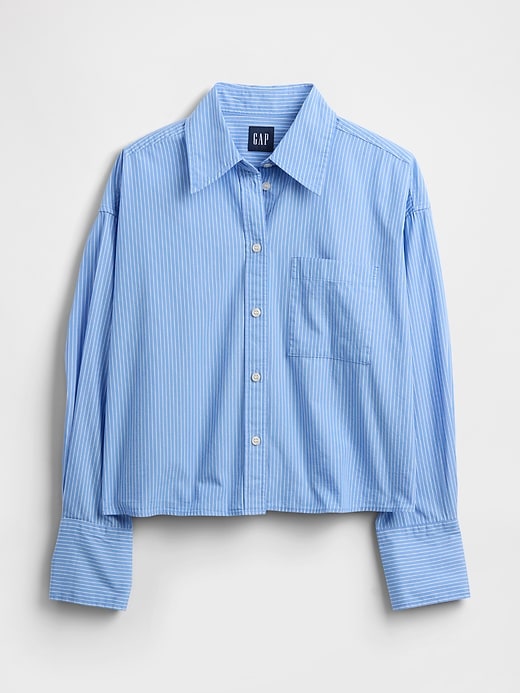 crop-shirt aus bio-baumwolle mit geradem saum