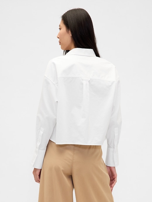 crop-shirt aus bio-baumwolle mit geradem saum
