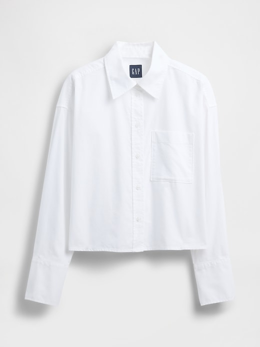 crop-shirt aus bio-baumwolle mit geradem saum