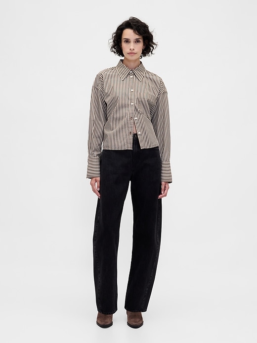 crop-shirt aus bio-baumwolle mit geradem saum