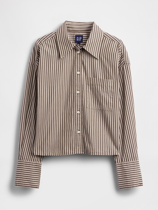 crop-shirt aus bio-baumwolle mit geradem saum
