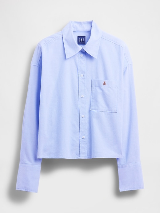 crop-shirt aus bio-baumwolle mit geradem saum