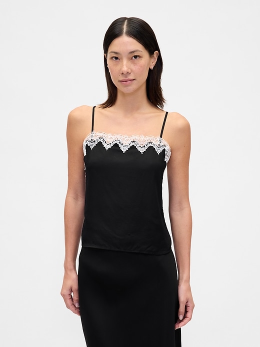 crop-top mit spitzenbesatz