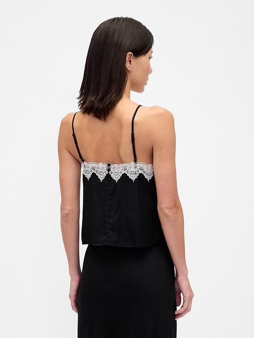 crop-top mit spitzenbesatz