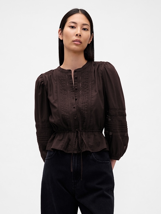 voile-top mit spitzenbesatz