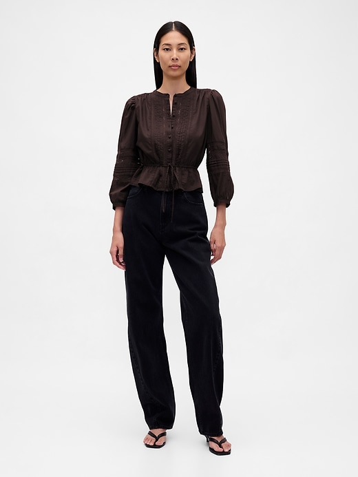 voile-top mit spitzenbesatz