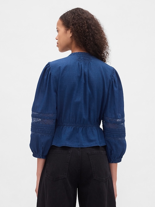 voile-top mit spitzenbesatz