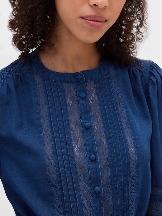 voile-top mit spitzenbesatz