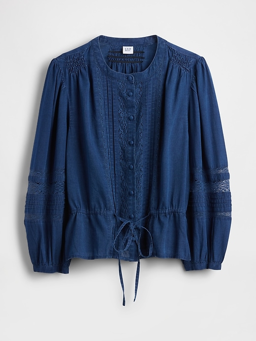 voile-top mit spitzenbesatz