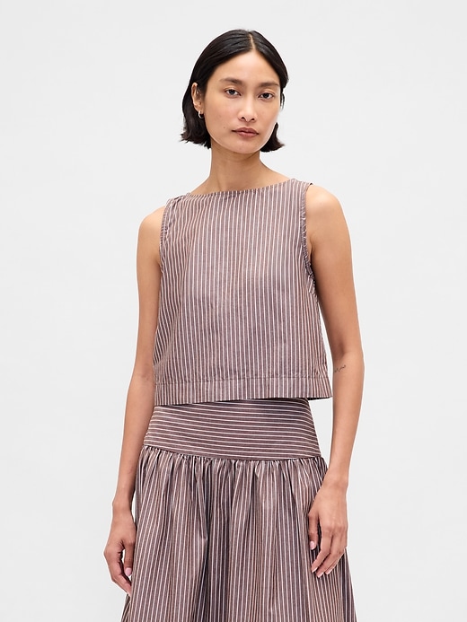 popeline-tanktop mit u-boot-ausschnitt