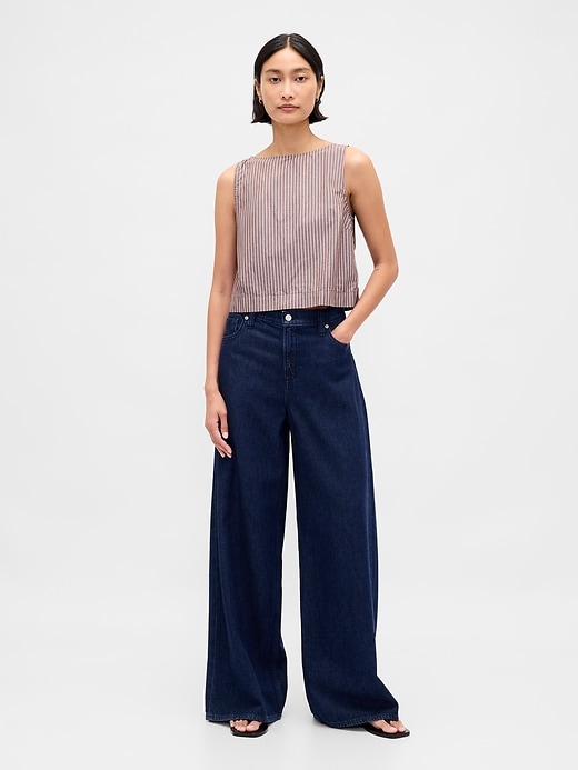 popeline-tanktop mit u-boot-ausschnitt