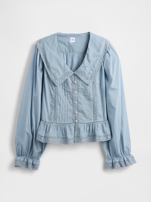peplum-top mit kragen und v-ausschnitt