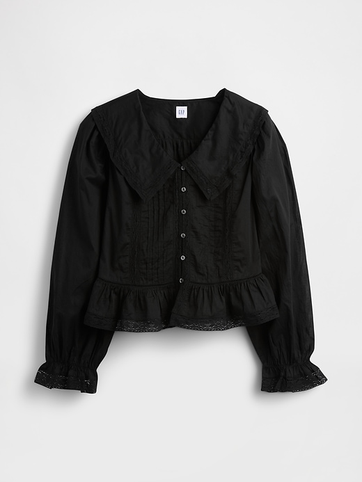 peplum-top mit kragen und v-ausschnitt