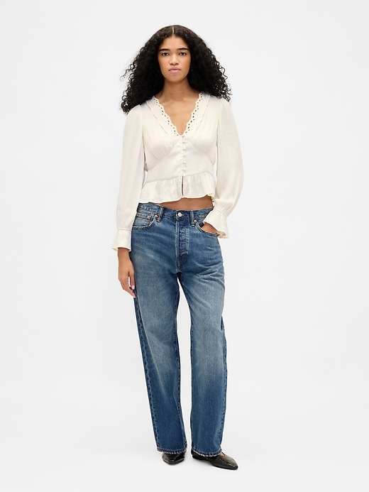 Ösen-v-ausschnitt-peplum-top