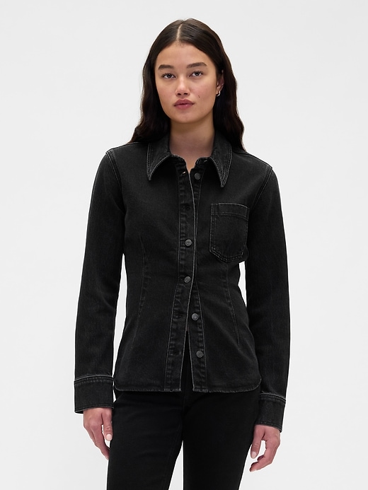 jeanshemd mit cinch-naht