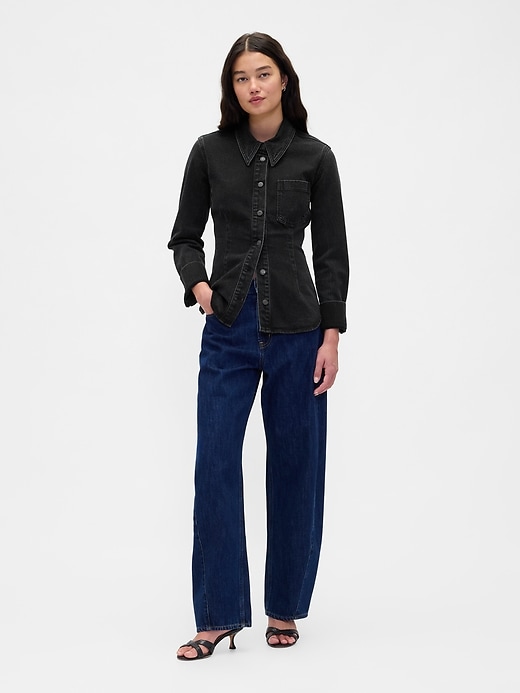 jeanshemd mit cinch-naht