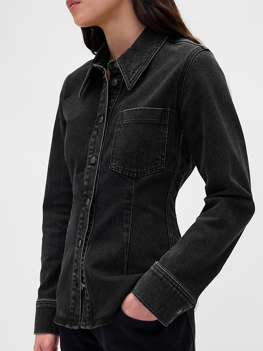 jeanshemd mit cinch-naht