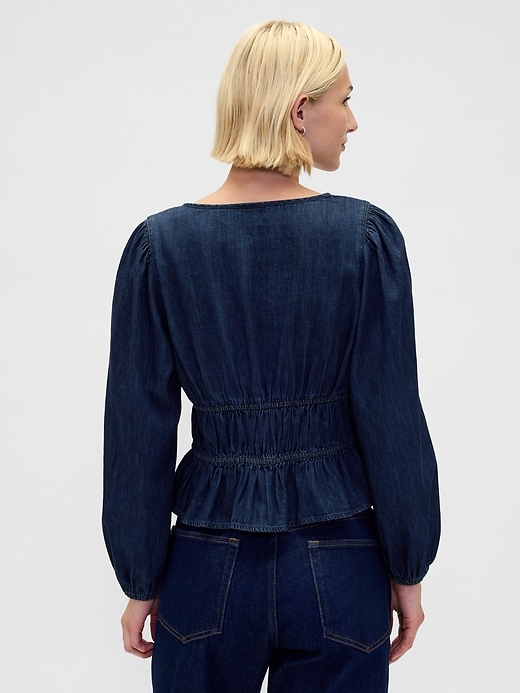jeans-crop-shirt mit bindeband vorne