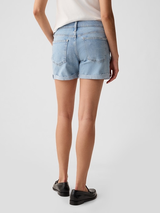 5 mid rise denim girlfriend shorts