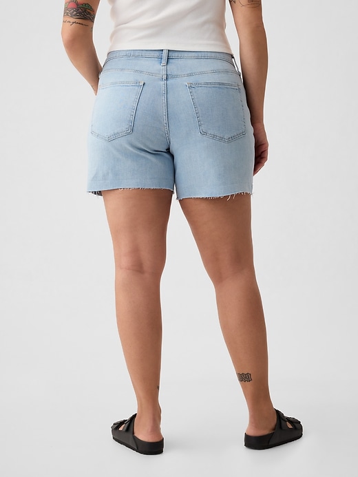 5 mid rise denim girlfriend shorts