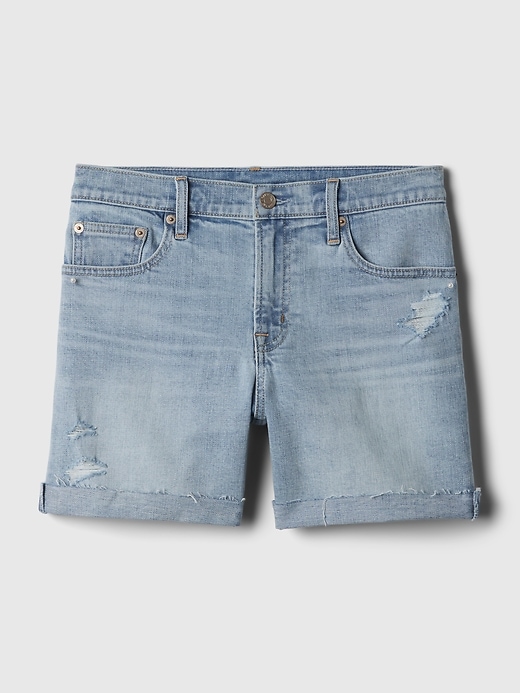 5 mid rise denim girlfriend shorts