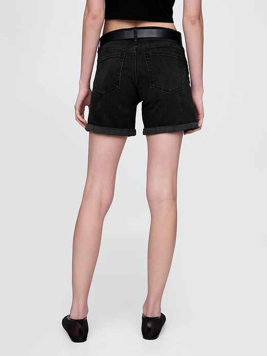 5 mid rise denim girlfriend shorts