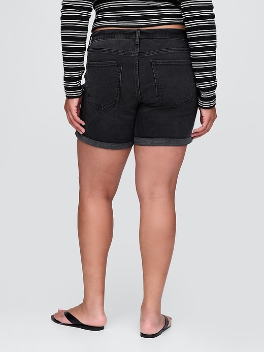 5 mid rise denim girlfriend shorts