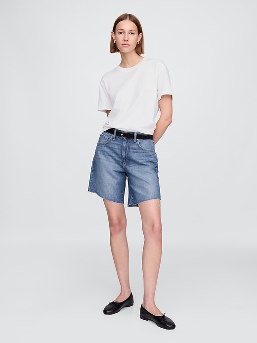 8 mid rise 90s loose denim bermuda shorts