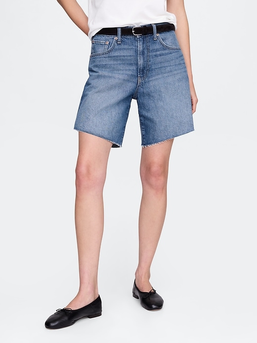 8 mid rise 90s loose denim bermuda shorts
