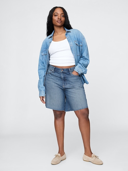 8 mid rise 90s loose denim bermuda shorts