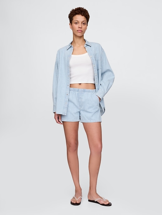 mid-rise easy denim boxer shorts