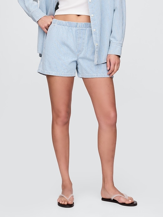 mid-rise easy denim boxer shorts