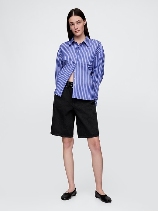 11 mid rise longline denim shorts