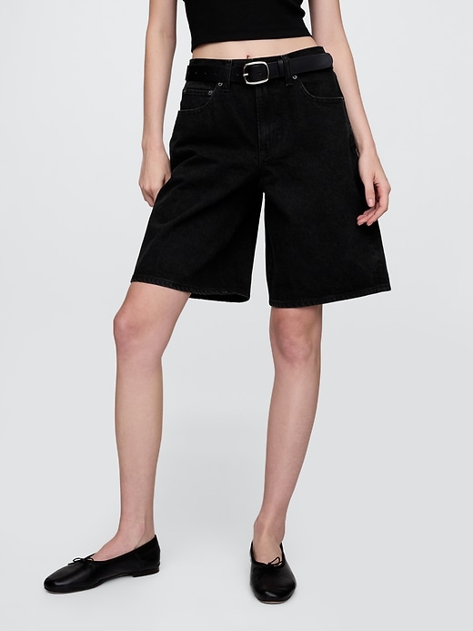 11 mid rise longline denim shorts