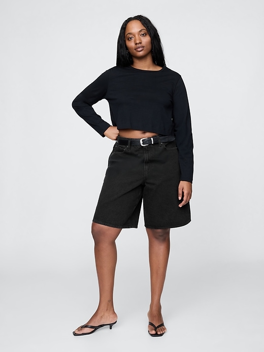 11 mid rise longline denim shorts