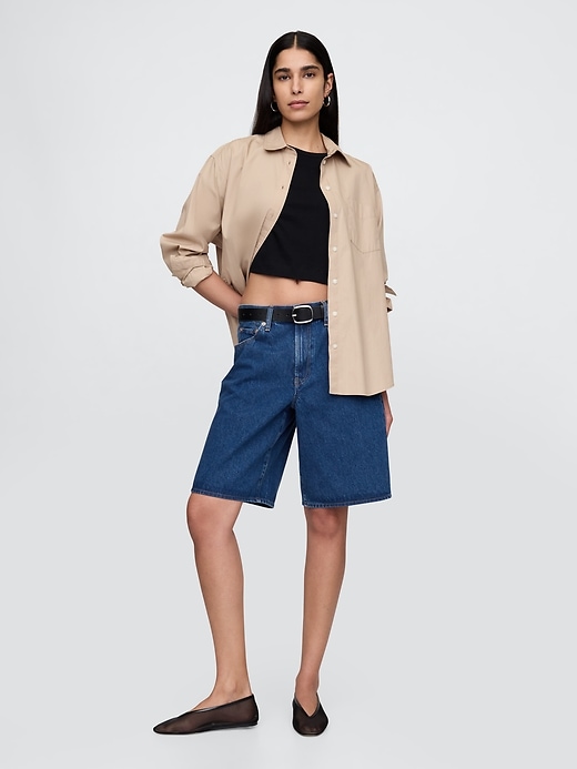 11 mid rise longline denim shorts