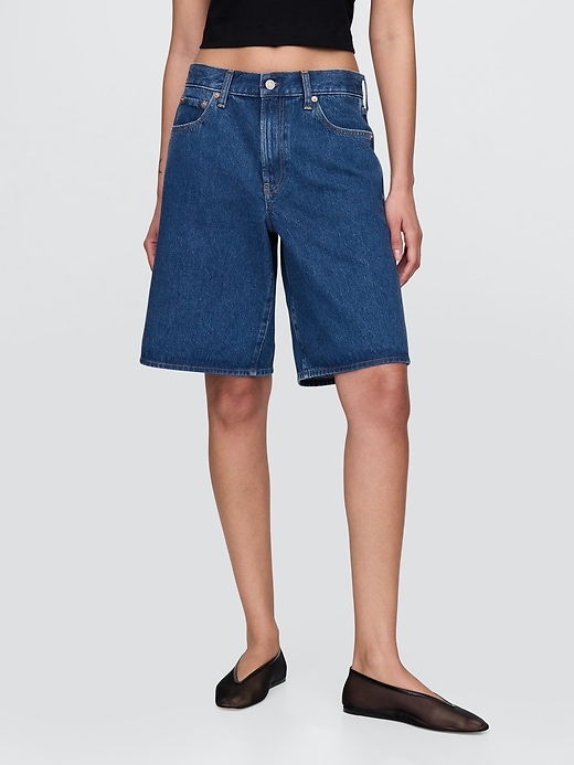 11 mid rise longline denim shorts