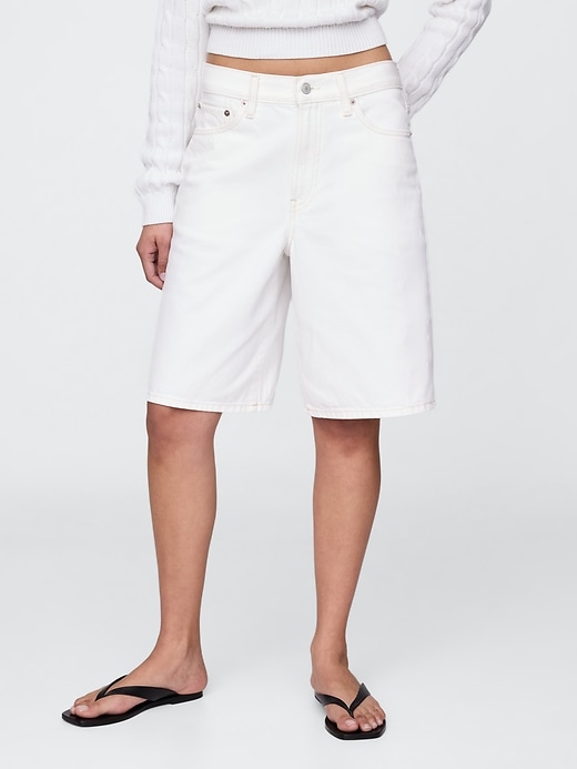 11 mid rise longline denim shorts
