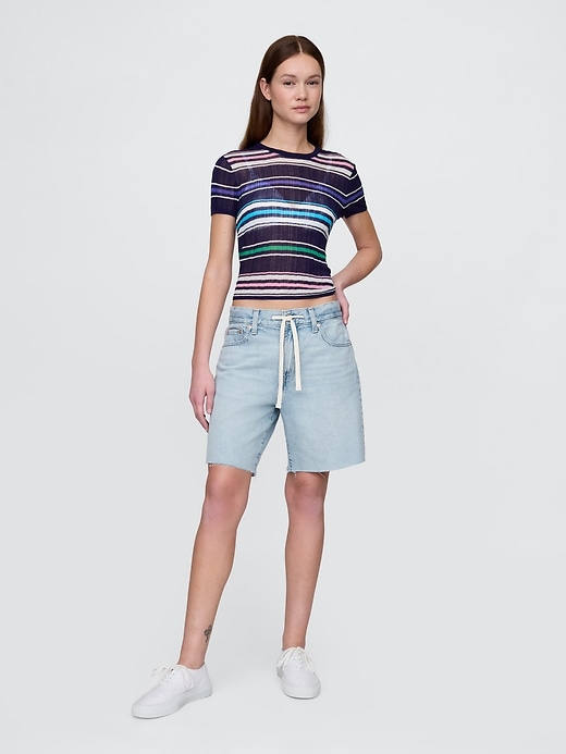 8 mid rise 90s loose denim bermuda shorts