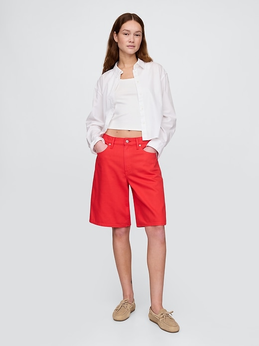 11 mid rise ultrasoft longline denim shorts