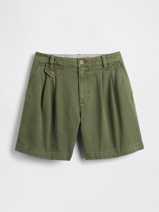 6 mid rise twill plissee-hosenshorts