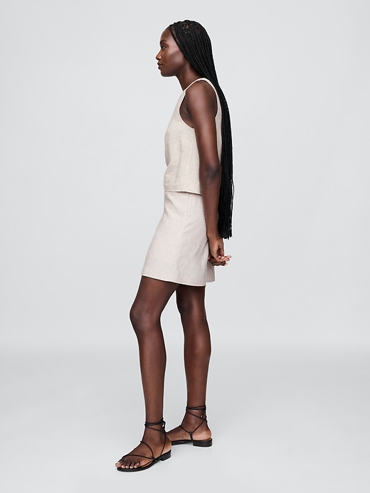 mini-skort aus leinenmischung