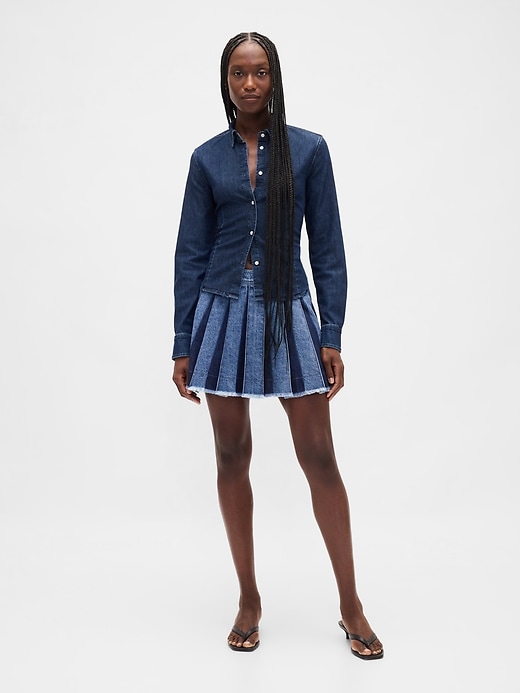 plissierter jeans-minirock