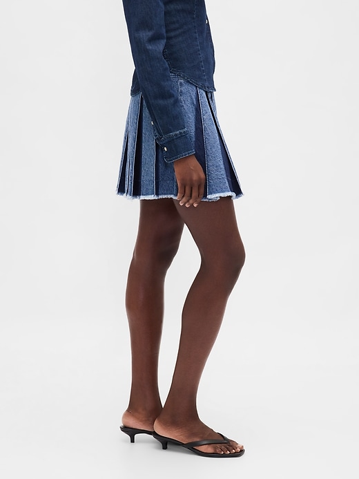 plissierter jeans-minirock