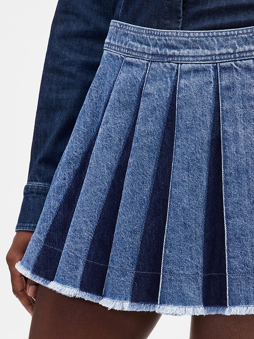 plissierter jeans-minirock