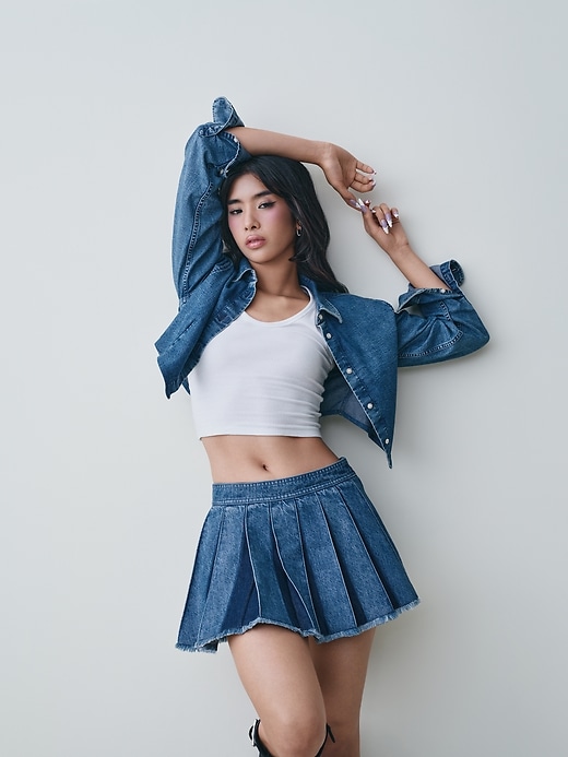 plissierter jeans-minirock