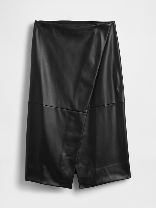 midi-wickelrock aus recyceltem veganem leder